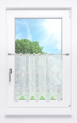 Produktbild von Scheibengardine Plauener Spitze - Blütenreich  (Bx H) 80cm * 55cm Grün/Lindgrün