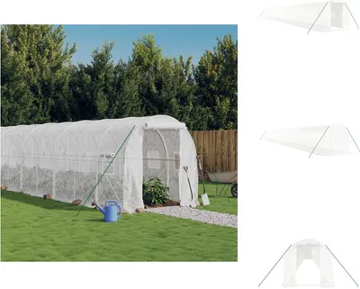 Produktbild von vidaXL Gewächshaus mit Stahlrahmen Weiß 44 m² 22x2x2 m - Gewächshäuser