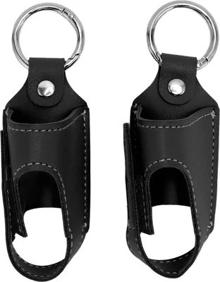 Image de 2 supports pour inhalateur d'asthme, rangement portable, étui de protection en cuirPolyuréthanepour les voyages, noir