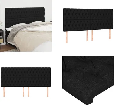 Produktbild von vidaXL Kopfteile 4 Stk. Schwarz 90x7x78/88 cm Stoff - Kopfteil - Kopfteile - Bett-Kopfteil - Bettkopfteil