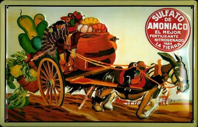 Produktbild von Blechschild Sulfato de Amoniaco Pferd Pferdekarre Schild Nostalgieschild