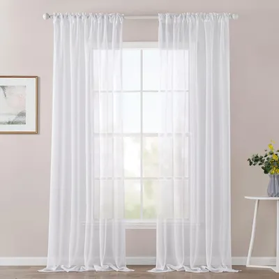 Obrázok produktu pre Priehľadné závesy – sada 2 kusov – 140 x 260 cm – biela farba