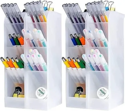 Zdjęcie produktu dla Organizer na biurko 4 przegródki pojemnik długopisy ołówki prezent