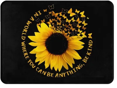 Produktbild von Schwarzes Mauspad mit Sonnenblumen-Schmetterlingen, Motivation, 24 x 20 x 0,3 cm