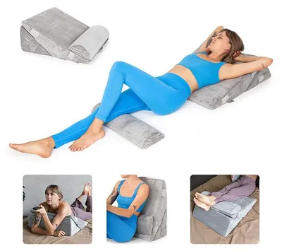 Produktbild von Ergonomisches 3-in-1 Kissen Memory-Foam Veloursbezug 56x24 cm für Rücken, Nacken, Beine, Kopf, waschbar