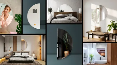 Produktbild von Wandspiegel Halbkreisförmiger – Ø100 cm – Halbrund Badspiegel Hängespiegel Rund Wandmontage
