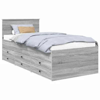 Immagine prodotto di vidaXL Letto da giorno grigio Sonoma e nero 100 x 200 cm Materiale a base di legno