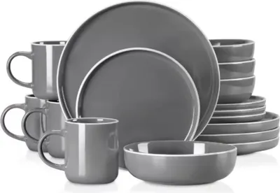 Obrázok produktu pre Eleganza Castella Servírovacia súprava - 16-dielna - 4 osoby - Sivá - Jedálenské servisy - Jedálenské taniere - Hlboké taniere - Raňajkové taniere - Servírovacie servisy - Kuchynské servisy