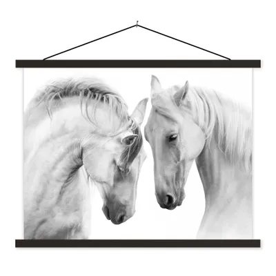 Produktbild von MuchoWow® Textilposter Pferd - Tiere - Porträt - Weiß 40x30 cm mit schwarzem Rahmen - Dekorationen