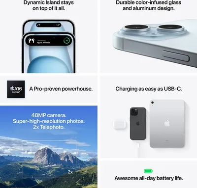 Zdjęcie produktu dla Apple iPhone 15 Plus , 17 cm (6.7"), 2796 x 1290 px, 256 GB, 48 MP, iOS 17, Zielony