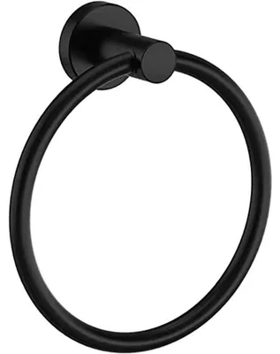 Image de Porte-serviettes mural en acier inoxydable 304 noir mat : robuste et durable, idéal pour la salle de bain et la cuisine.