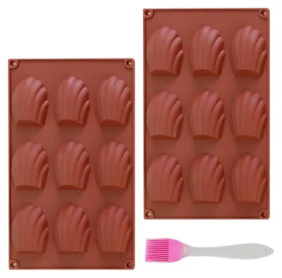 Silikon-Madeleineform 2er Set, 9 Mulden, Muschelform, antihaftbeschichtet