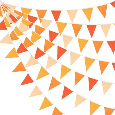 Produktbild von Girlande Stoff Wimpelkette Orange 10m 36 Flaggen Baumwolle für Party Dekoration