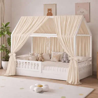Immagine prodotto di Omgoods - Set di 2 tende a baldacchino in cotone di mussola al 100%