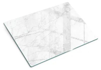 Imagen del producto de Tabla de cortar de vidrio - 40x30 cm - Tabla para la cocina - Vidrio templado - Protector para encimeras - Tabla para servir - Resistente al calor - Mármol blanco