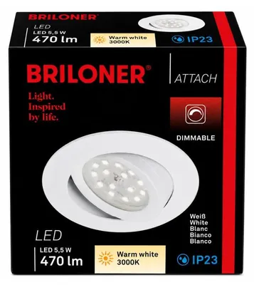 Produktbild von Briloner LED Einbauleuchte Weiß 5,5W 470lm 3000K Dimmbar Schwenkbar Ø82mm