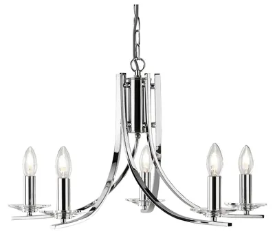 Immagine prodotto di Lampadario Industrial-Nordico Ascona Acciaio Cromo Vetro 5 Luci E14