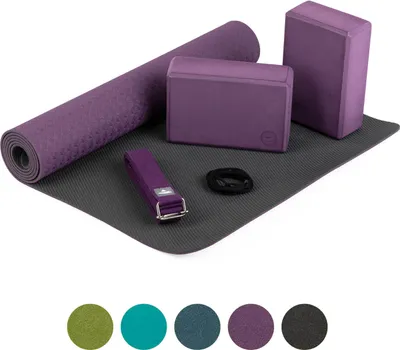 Produktbild von Yoga Set FLOW Yogamatte mit Block & Gurt lila