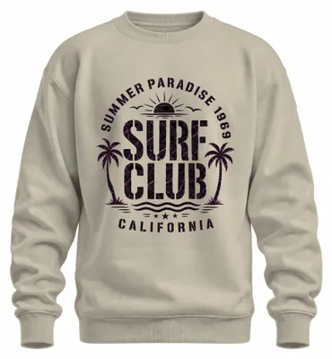 Productafbeelding van Zomerparadijs 1969, Surf Club California, Palmen, Surfen, Zweetshirt, Pullover, Natuur, Maat S