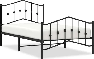 Produktbild von vidaXL Bettgestell mit Kopf- und Fußteil Metall Schwarz 100x190 cm