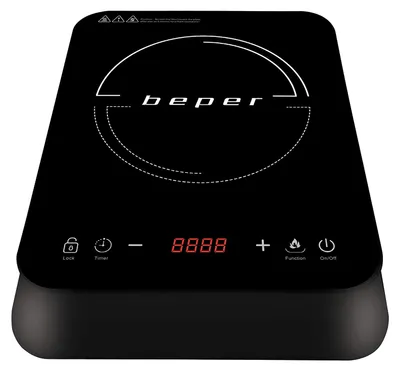 Image de Beper BF.700 Plaque de cuisson à induction avec verre anti-rayures, 200-2000 W, 10 niveaux de puissance, minuterie, verrouillage de sécurité