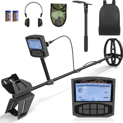 Image de Outsunny Détecteur de métaux professionnel pour adultes, 5 modes de détection haute précision, bobine étanche IP68 avec mode mémoire et point précis, puce DSP avancée, écran LCD, sac à dos, gris foncé