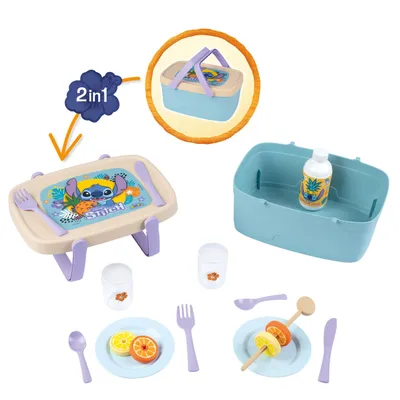Produktbild von Smoby Stitch Picknickkorb - Rollenspiel-Spielset mit Geschirr & Lebensmitteln, mit 16 Zubehörteilen, für Kinder ab 3 Jahren