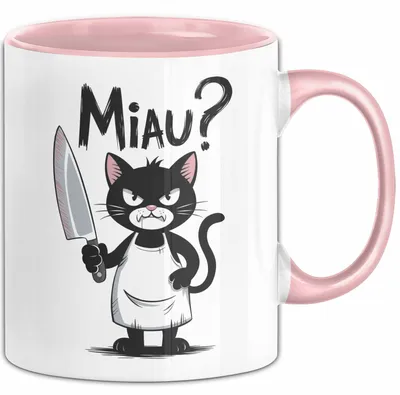 Produktbild von Sarkastische Katze Tasse Geschenk Lustige Geschenkidee Miau (Rosa)