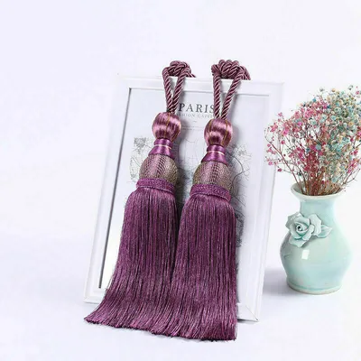 Produktbild von 2pcs Vorhang Raffhalter Seil Tie Rücken Quaste Vorhänge Binden Lila