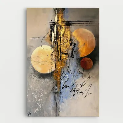 Produktbild von ARTHUB® Leinwandbild 20x30 cm, Abstract Moons | Wohnzimmerdekoration, Hängende Bilder, Wanddekoration, Heimdekoration, Abstrakte, Abstrakte Kunst