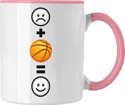 Produktbild von Trendation - Basketball Tasse Geschenk für Basketball-Spieler Geburtstag Lustige Geschenkidee :( + Basketball = :) (Rosa)