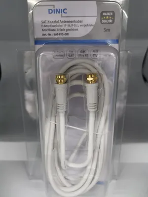 Produktbild von DINIC SAT Koaxialkabel F-Stecker auf Stecker (5,0m, weiß)
