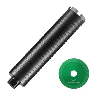 Image de Couronne de forage diamantée Carotteuse, 63,5 mm - Carotteuse diamantée à eau/à sec pour briques et blocs - Carotteuse pour béton avec foret de guidage et lame de scie - Profondeur de forage 241,3 mm - 5/8 pouce-11 femelle