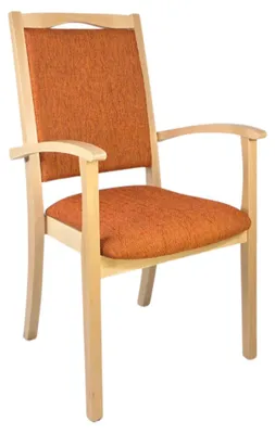 Produktbild von Alexander Hochlehner Seniorenstuhl – Ergonomischer Armlehnenstuhl für Senioren und Pflege.Stoffbezug:Stoff Lawa Orange,Bodengleiter:Kunststoff Weiss