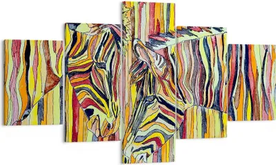 Produktbild von Bild auf Leinwand - Leinwandbild - Zebra Abstraktion - 125x70cm - Wand Bild - Wanddeko - Wandbilder - Leinwanddruck - Bilder - Kunstdruck - Wanddekoration - Leinwand bilder - Wandkunst - EA125x70-3499