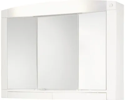 Produktbild von Spiegelschrank Swing, mit 3 Spiegeltüren, mit Licht, Kunststoff, weiß, 76 x 58 cm