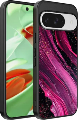 Productafbeelding van Geschikt voor:Google Pixel 9 Pro telefoonhoesje met marmerprint - TPU achterkant hoesjeMarmerdesign - Paars/Roze - Smartphonica