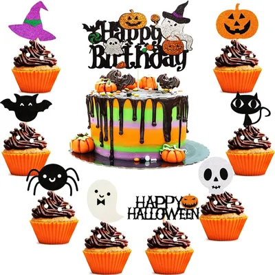 Obrázek produktu pro Solidchoice - 9 kusů ozdob na cupcakes s motivem Halloweenu, vhodné pro dekorace na oslavy