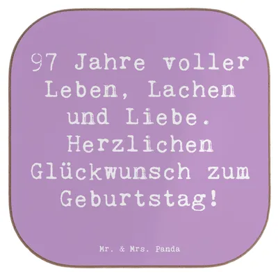 Produktbild von Mr. & Mrs. Panda Untersetzer für Gläser Spruch 97. Geburtstag - Lavendeltraum - Geschenk, Glas, Tassenuntersetzer, Coaster, Geburtstagsgeschenk, Alter, Geburtstagsfeier