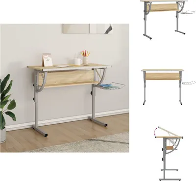 Obrázek produktu pro vidaXL Craft table Sonoma dub & šedá 110x53x(58-87) cm materiál na bázi dřeva - Psací stoly