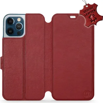 Produktbild von Echtleder Handyhülle für iPhone 12 Pro Max, Mobiwear Leather, Dunkelrot