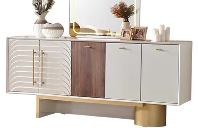 Immagine prodotto di Consolle con dettagli dorati e design moderno con ripiani