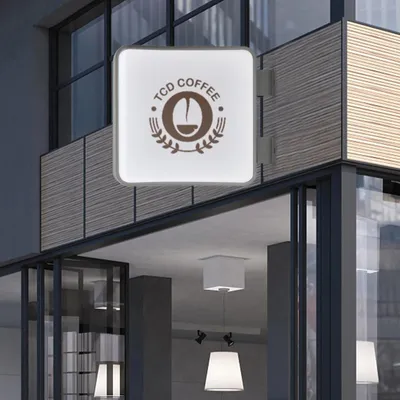 Obrázok produktu pre 50 cm LED svetelný box, obojstranný štvorcový nápis na konzole, vonkajší 220 V, biely