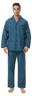 Produktbild von Herren Flanell Baumwolle Pyjama Lange Ärmel - Bequeme Schlafmode für den Winter