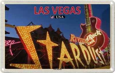 Produktbild von vianmo Blechschild 20x30 cm Las Vegas USA Neon Museum Bildmotiv Reisemotiv Abenteuer Reisen Urlaub