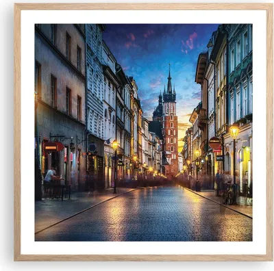 Produktbild von Gerahmtes Poster - Rahmen in heller Eiche - Krakau Kirche Mariacki - 60x60 cm - Wand Bild - Wanddeko - Wandbilder - Kunstposter - Wandposter - Bilderrahmen - Bilder - Kunstdruck - P2NAC60x60-4722