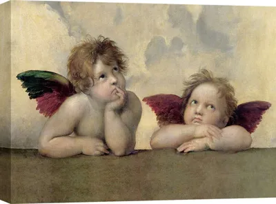 Zdjęcie produktu dla Wydruk na płótnie - Raffaello, Anioł - Madonna Sistina (detal) - 70x50 cm