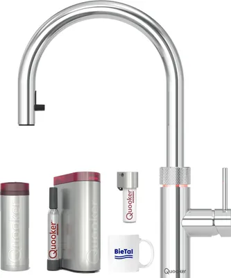 Produktbild von Quooker Wasserhahn Flex verchromt glänzend & PRO3 & Sprudelwasser CUBE & Filter