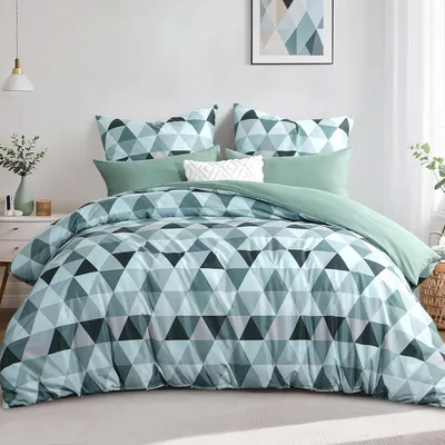 Productafbeelding van Bettenset, 200x220 cm, 3-delig, groen, microvezel, met rits, kreukvrij