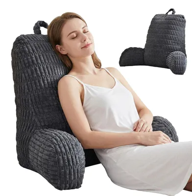 Immagine prodotto di Elzusha - Cuscino da lettura, cuscino lombare per letto e divano - Supporto ergonomico, colore grigio